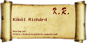 Köböl Richárd névjegykártya